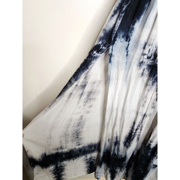Blue Tie-Dye Kimono Sleeve Maxi Dress NWT Tanib Sz. M Gauzy Rayon Boho Feminine - Picture 6 of 8